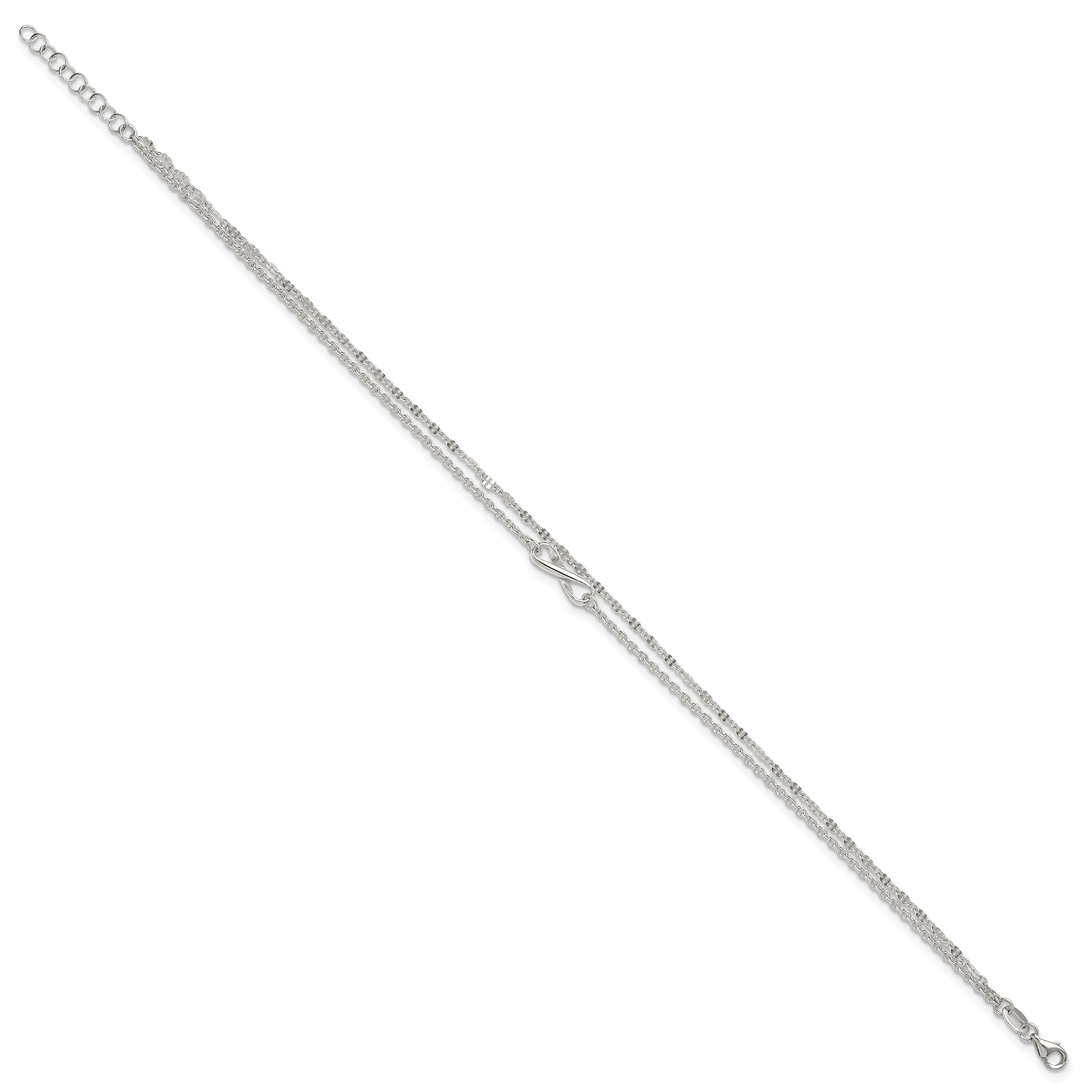 Sterling Silver Infinity Double Strand 9 inch Plus 1 inch Extender - Total 10 inch Anklet Secondary image