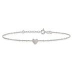 Sterling Silver Heart and Beads 9 inch with 1 inch Extender - Total 10 inch Anklet
