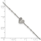 Sterling Silver Heart and Beads 9 inch with 1 inch Extender - Total 10 inch Anklet