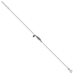 Sterling Silver Antiqued Blue Lapis/Feather 9 inch Plus 1 inch Extender - Total 10 inch Anklet