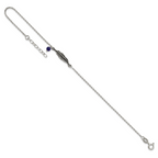 Sterling Silver Antiqued Blue Lapis/Feather 9 inch Plus 1 inch Extender - Total 10 inch Anklet
