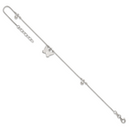 Sterling Silver Beaded Butterfly 9 inch Plus 1 inch Extender - Total 10 inch Anklet