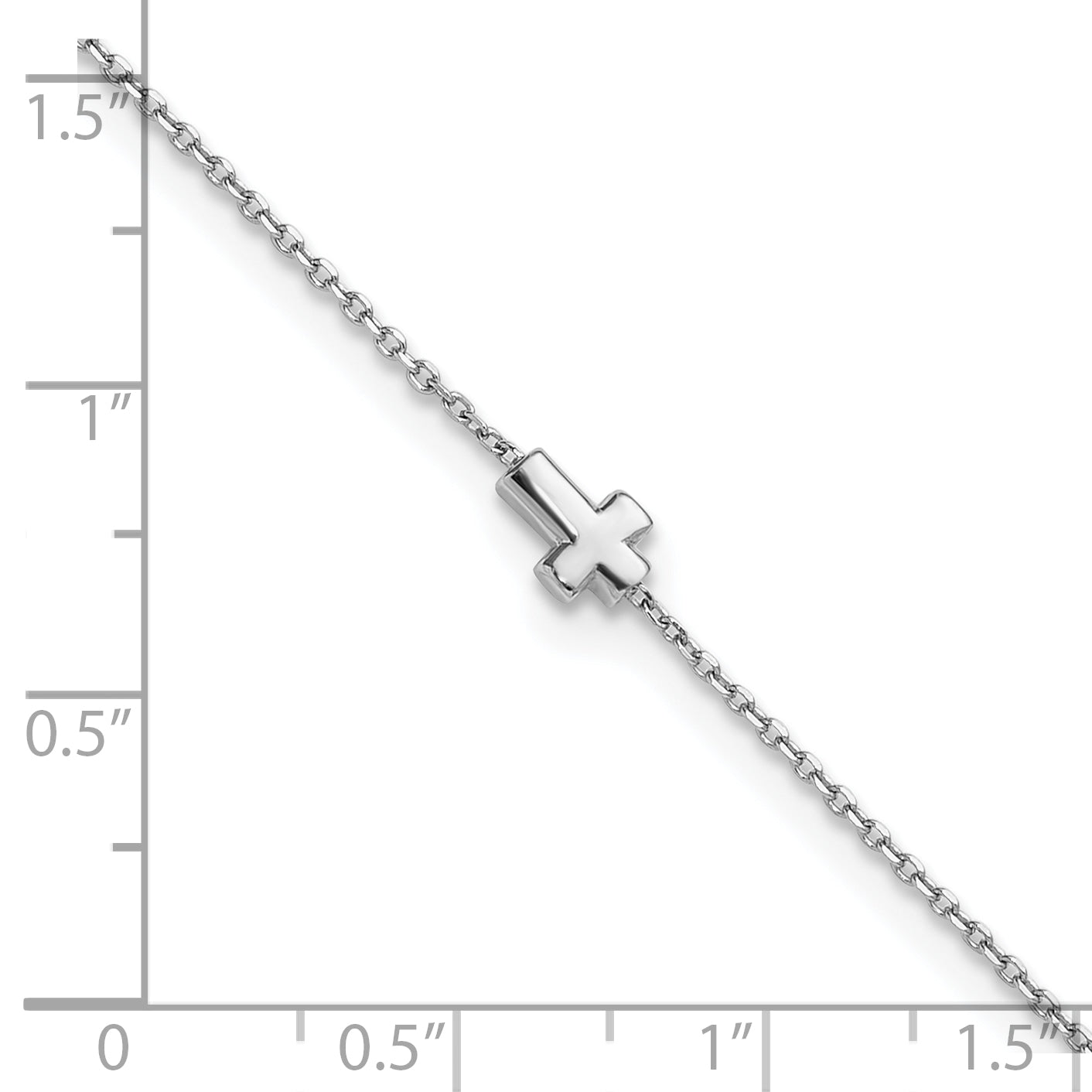 Sterling Silver Rhodium-plated Cross 9 inch Plus 1 inch Extender - Total 10 inch Anklet