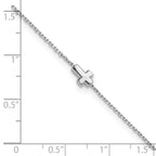 Sterling Silver Rhodium-plated Cross 9 inch Plus 1 inch Extender - Total 10 inch Anklet