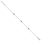 Sterling Silver Glass Evil Eye 3-Station 9 inch Plus 1 inch Extender - Total 10 inch Anklet