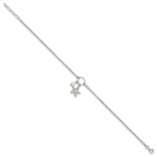 Sterling Silver Freshwater Cultured Pearl/Starfish 2-Strand 9 inch Plus 1 inch Extender - Total 10 inch Anklet
