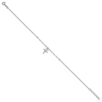 Sterling Silver CZ Palm Tree 9 inch Plus 1 inch Extender - Total 10 inch Anklet