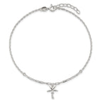 Sterling Silver CZ Palm Tree 9 inch Plus 1 inch Extender - Total 10 inch Anklet