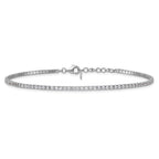 Sterling Silver Rhodium-plated 2mm CZ 9 inch Plus 0.75 inch Extender  - Total 9.75inch Anklet