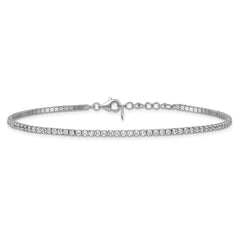 Sterling Silver Rhodium-plated 2mm CZ 9 inch Plus 0.75 inch Extender  - Total 9.75inch Anklet