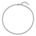 Sterling Silver Rhodium-plated 2mm CZ 9 inch Plus 0.75 inch Extender  - Total 9.75inch Anklet