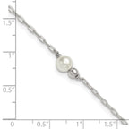 Sterling Silver Bead and Glass Pearl 9 inch Plus 1 inch Extender - Total 10 inch Anklet