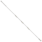 Sterling Silver Beaded and Acrylic Pearl 9 inch Plus 1 inch Extender - Total 10 inch Anklet