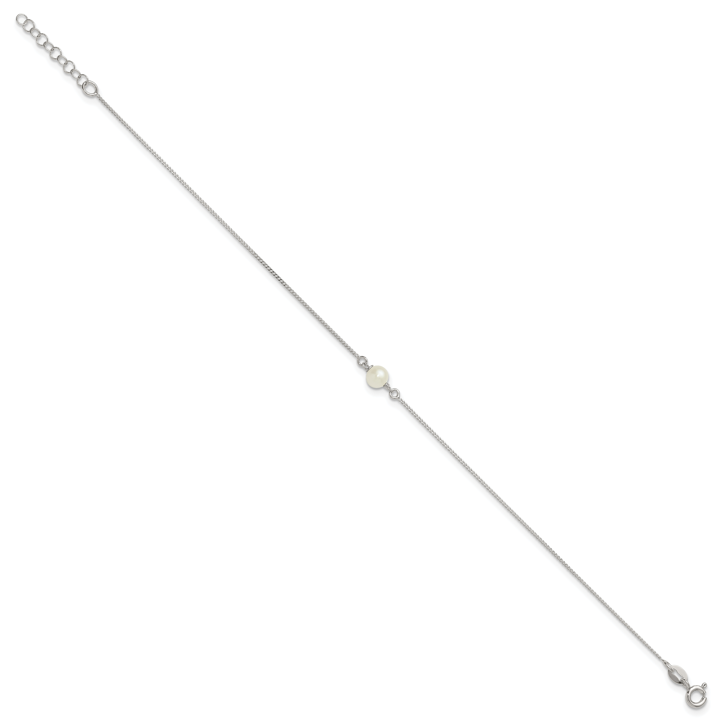 Sterling Silver Freshwater Cultured Pearl 9 inch Plus 1 inch Extender - Total 10 inch Anklet Secondary image