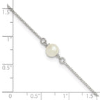 Sterling Silver Freshwater Cultured Pearl 9 inch Plus 1 inch Extender - Total 10 inch Anklet