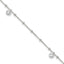 Sterling Silver Beaded CZ 9 inch Plus 1 inch Extender - Total 10 inch Anklet