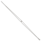 Sterling Silver 2-Strand Bead 9 inch Plus 1 inch Extender - Total 10 inch Anklet