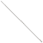 Sterling Silver Beaded 2-Strand 9 inch Plus 1 inch Extender - Total 10 inch Anklet