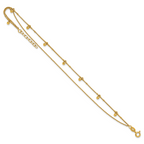 Sterling Silver Gold-tone Beaded 2-Strand 9 inch Plus 1 inch Extender - Total 10 inch Anklet
