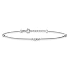 Sterling Silver Rhodium-plated Beaded 9 inch Plus 1 inch Extender - Total 10 inch Anklet