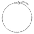 Sterling Silver Rhodium-plated Beaded 9 inch Plus 1 inch Extender - Total 10 inch Anklet