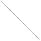 Sterling Silver Beaded 6-Station 9 inch Plus 1 inch Extender - Total 10 inch Anklet
