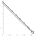 Sterling Silver Rhodium-plated Beaded 2-Strand 9 inch Plus 1 inch Extender - Total 10 inch Anklet