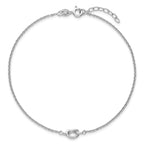 Sterling Silver Rhodium-plated Knot 9 inch Plus 1 inch Extender - Total 10 inch Anklet