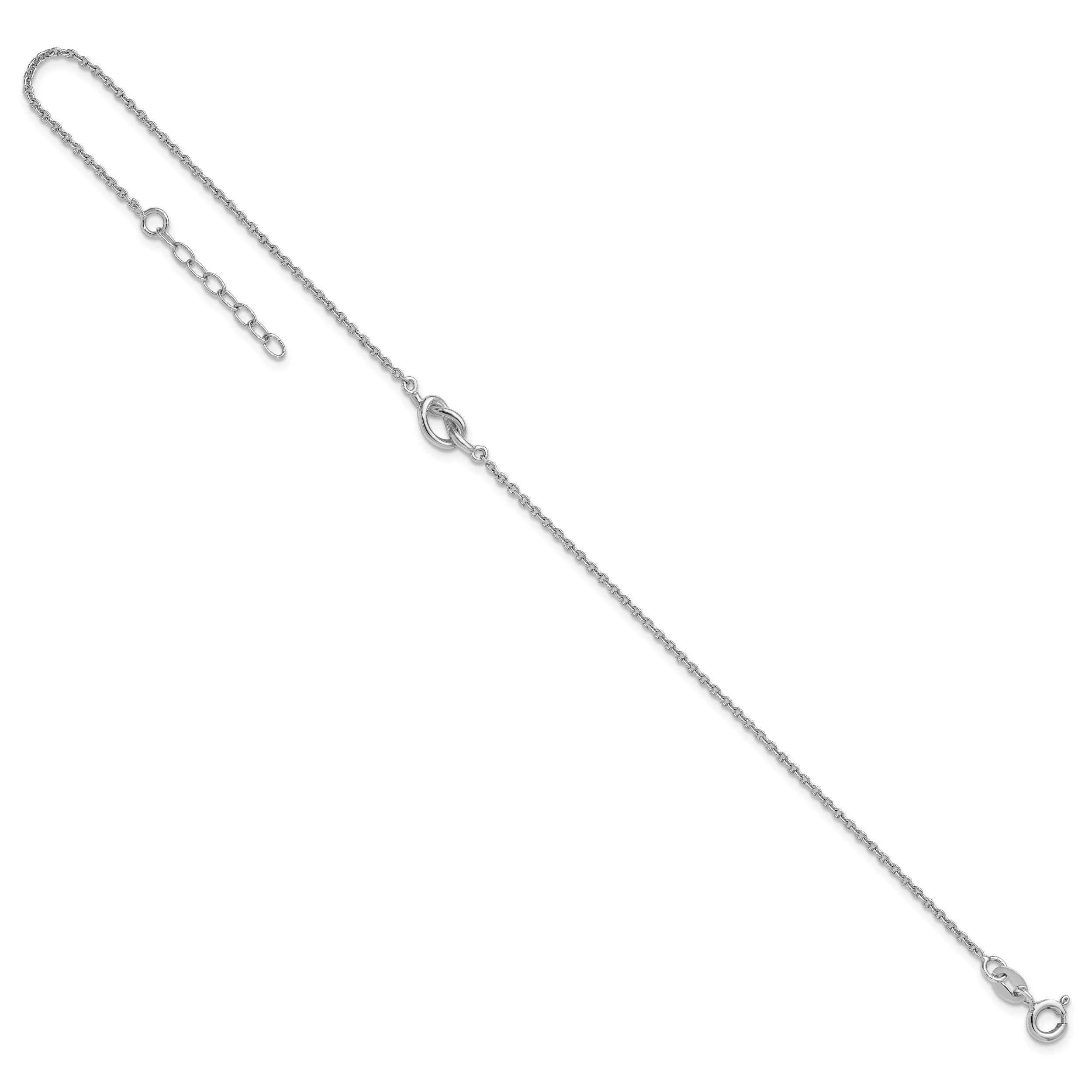 Sterling Silver Rhodium-plated Knot 9 inch Plus 1 inch Extender - Total 10 inch Anklet