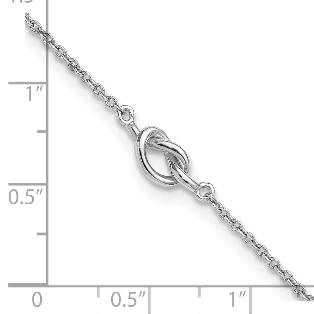 Sterling Silver Rhodium-plated Knot 9 inch Plus 1 inch Extender - Total 10 inch Anklet
