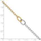 Sterling Silver Gold-tone Oval Link 9 inch Plus 1 inch Extender - Total 10 inch Anklet
