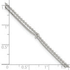 Sterling Silver Beaded 2 Strand 9 inch Plus 1 inch Extender - Total 10 inch Anklet