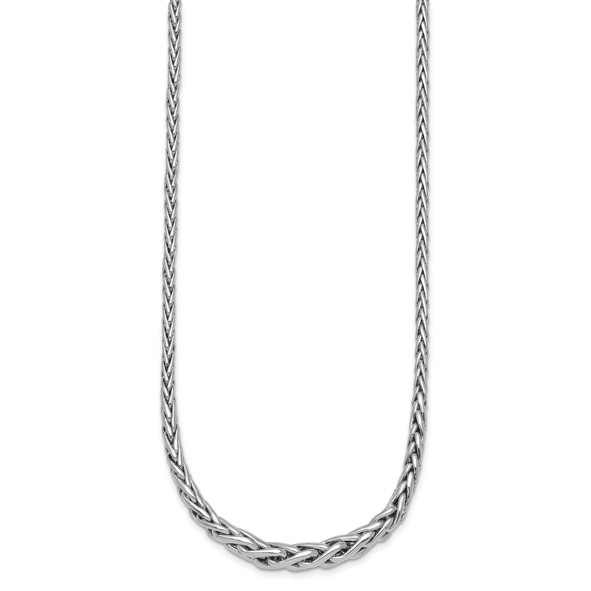 Sterling Silver Rhodium-plated Fancy Graduated Braided Link 16 inch with 2 inch Extender Necklace Secondary image