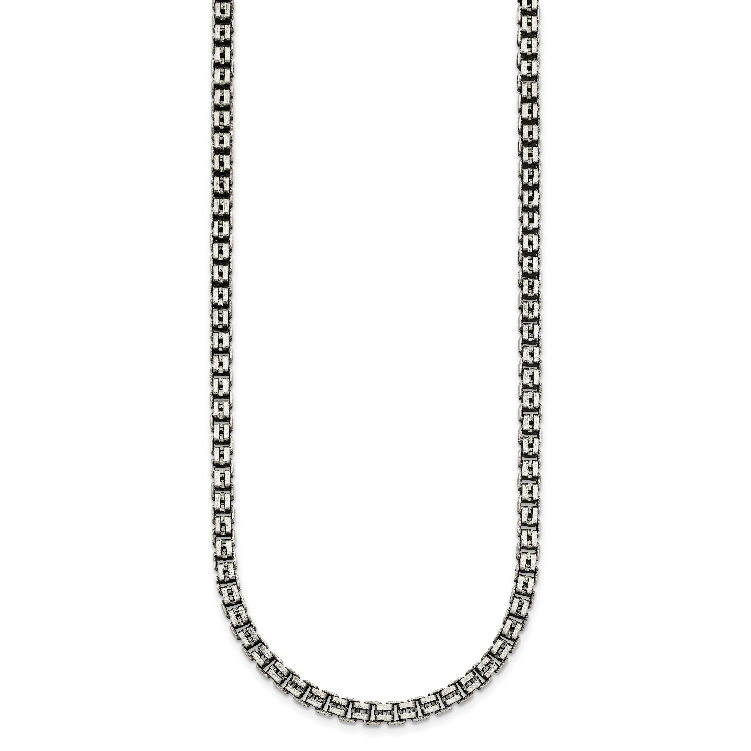 Sterling Silver Antiqued Brushed 4.00mm Fancy Box Link 19.75 inch Necklace Secondary image