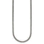 Sterling Silver Antiqued Brushed 4.00mm Fancy Box Link 19.75 inch Necklace