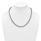 Sterling Silver Antiqued Brushed 4.00mm Fancy Box Link 19.75 inch Necklace