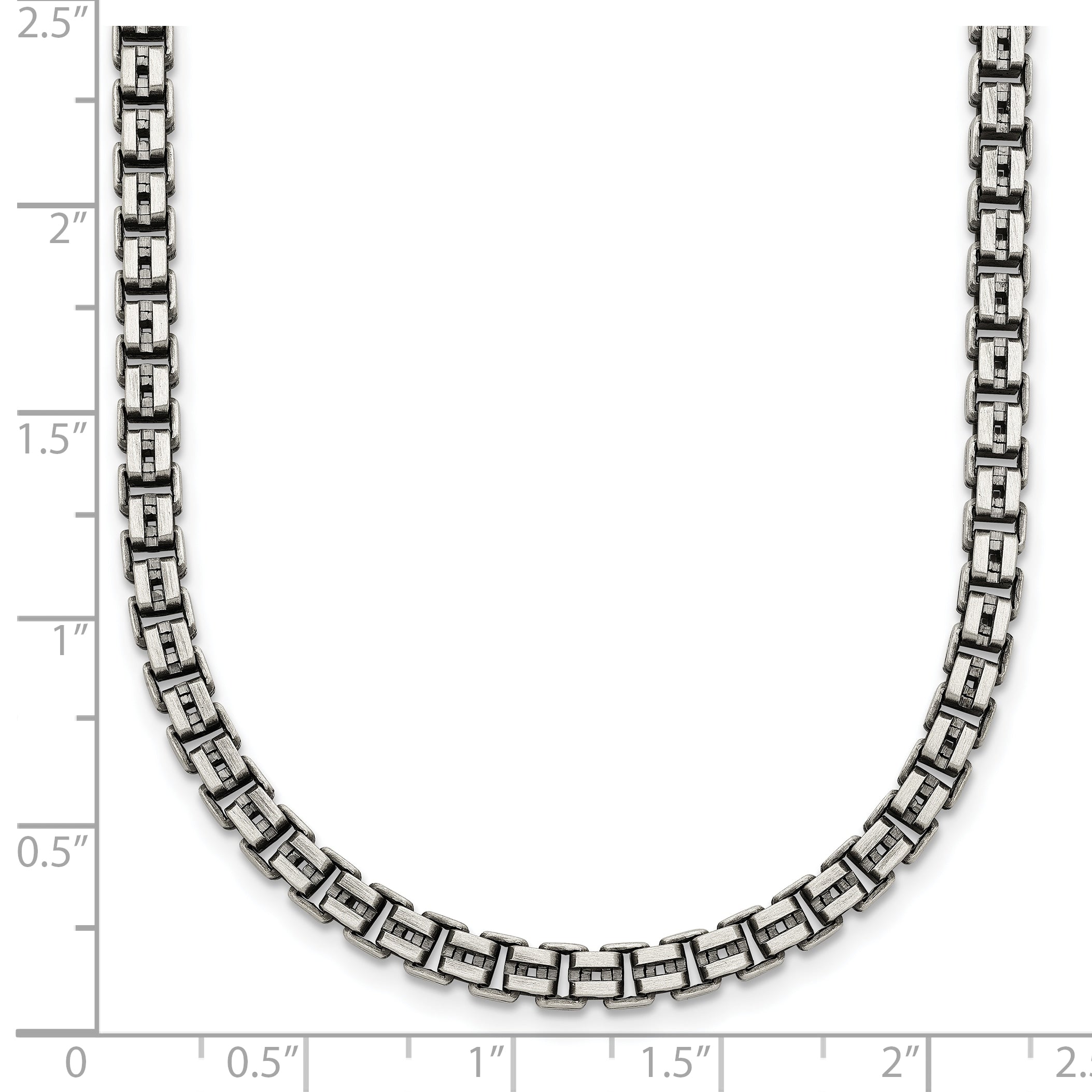 Sterling Silver Antiqued Brushed 4.00mm Fancy Box Link 19.75 inch Necklace