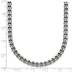 Sterling Silver Antiqued Brushed 4.00mm Fancy Box Link 19.75 inch Necklace