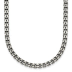 Sterling Silver Antiqued Brushed 4.00mm Fancy Box Link 19.75 inch Necklace