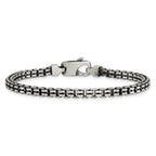 Sterling Silver Antiqued Brushed 4.00mm Fancy Box Link 7.75 inch Bracelet