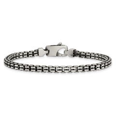 Sterling Silver Antiqued Brushed 4.00mm Fancy Box Link 7.75 inch Bracelet