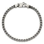Sterling Silver Antiqued Brushed 4.00mm Fancy Box Link 7.75 inch Bracelet