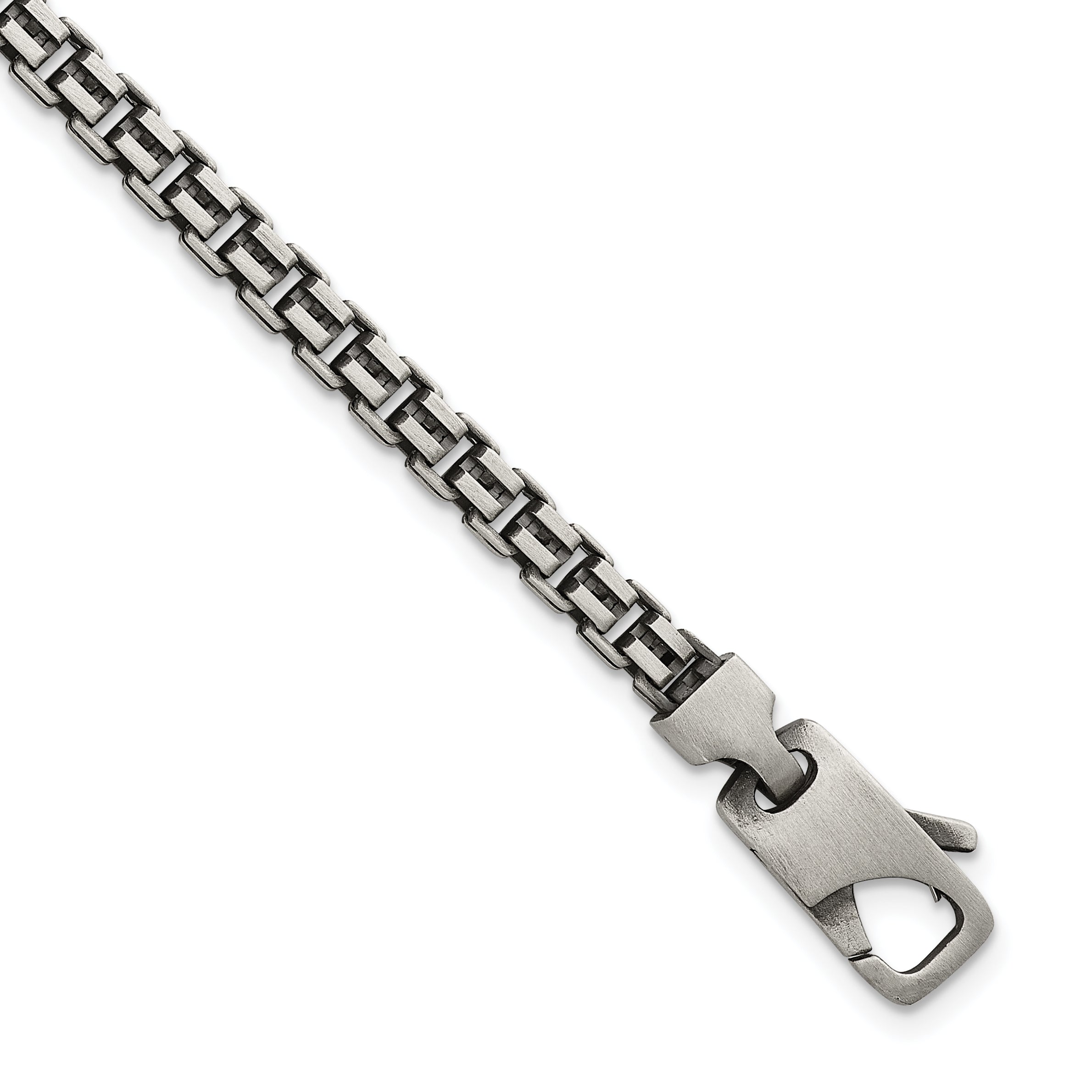 Sterling Silver Antiqued Brushed 4.00mm Fancy Box Link 7.75 inch Bracelet Main image