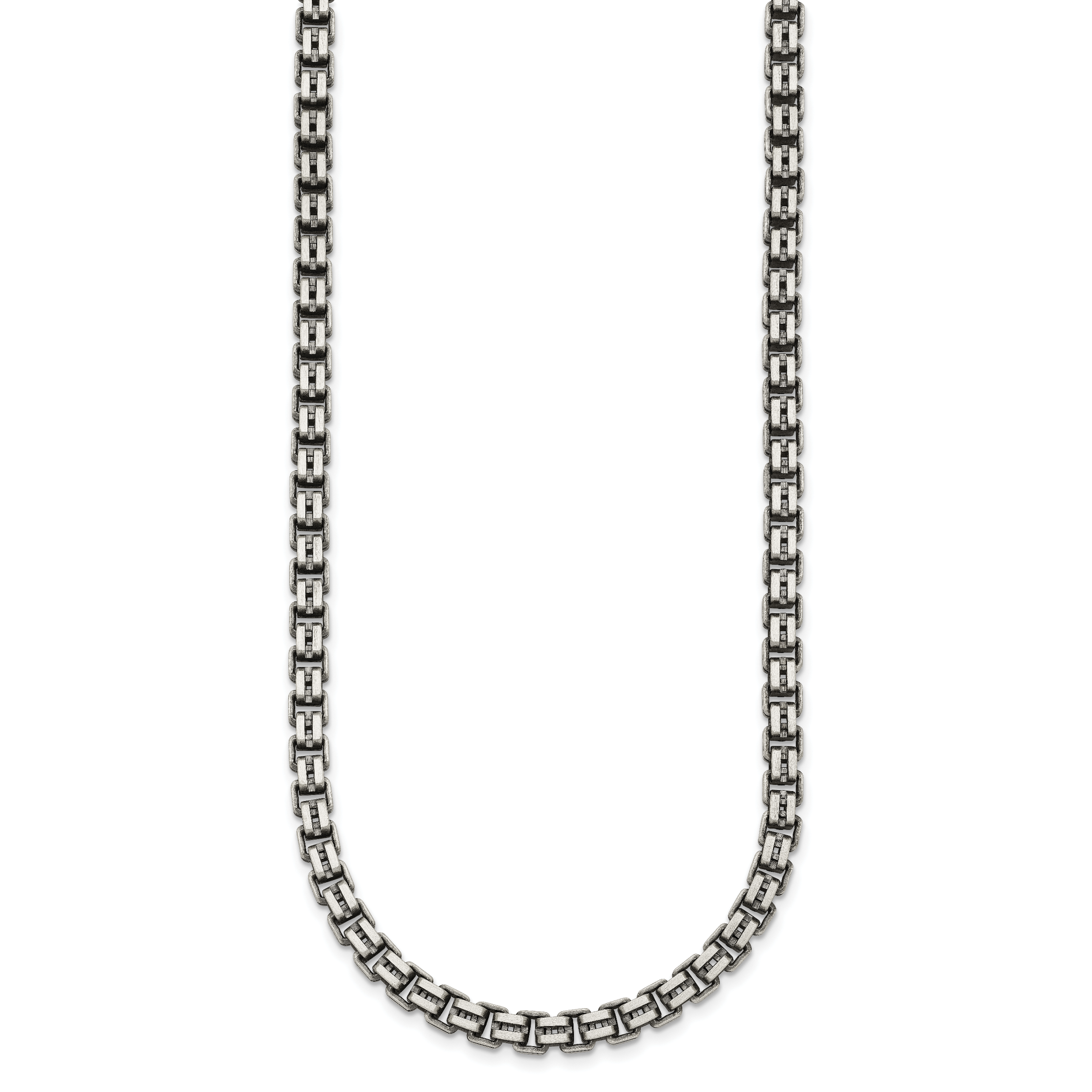 Sterling Silver Antiqued Brushed 5.00mm Fancy Box Link 19.75 inch Necklace Secondary image