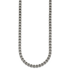 Sterling Silver Antiqued Brushed 5.00mm Fancy Box Link 19.75 inch Necklace