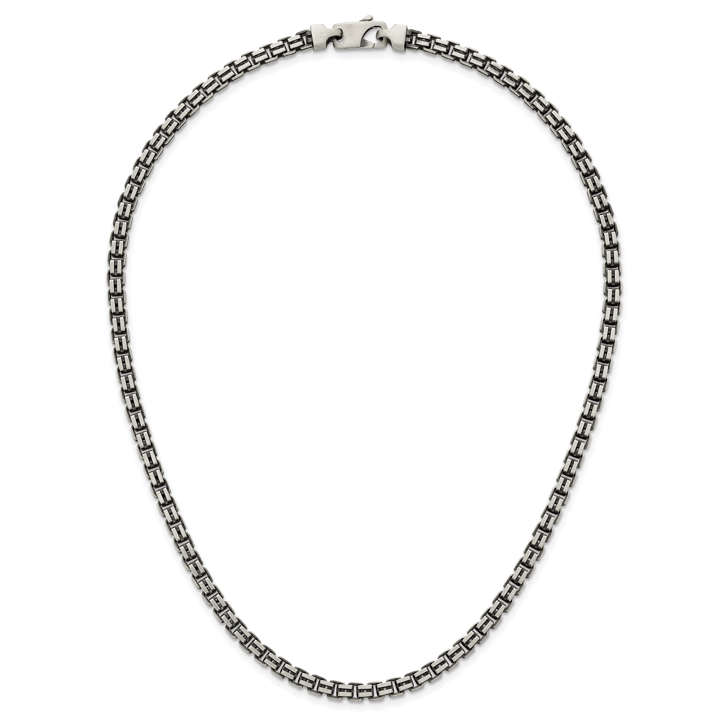 Sterling Silver Antiqued Brushed 5.00mm Fancy Box Link 19.75 inch Necklace