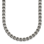 Sterling Silver Antiqued Brushed 5.00mm Fancy Box Link 19.75 inch Necklace