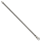 Sterling Silver Antiqued Brushed 5.00mm Fancy Box Link 7.75 inch Bracelet