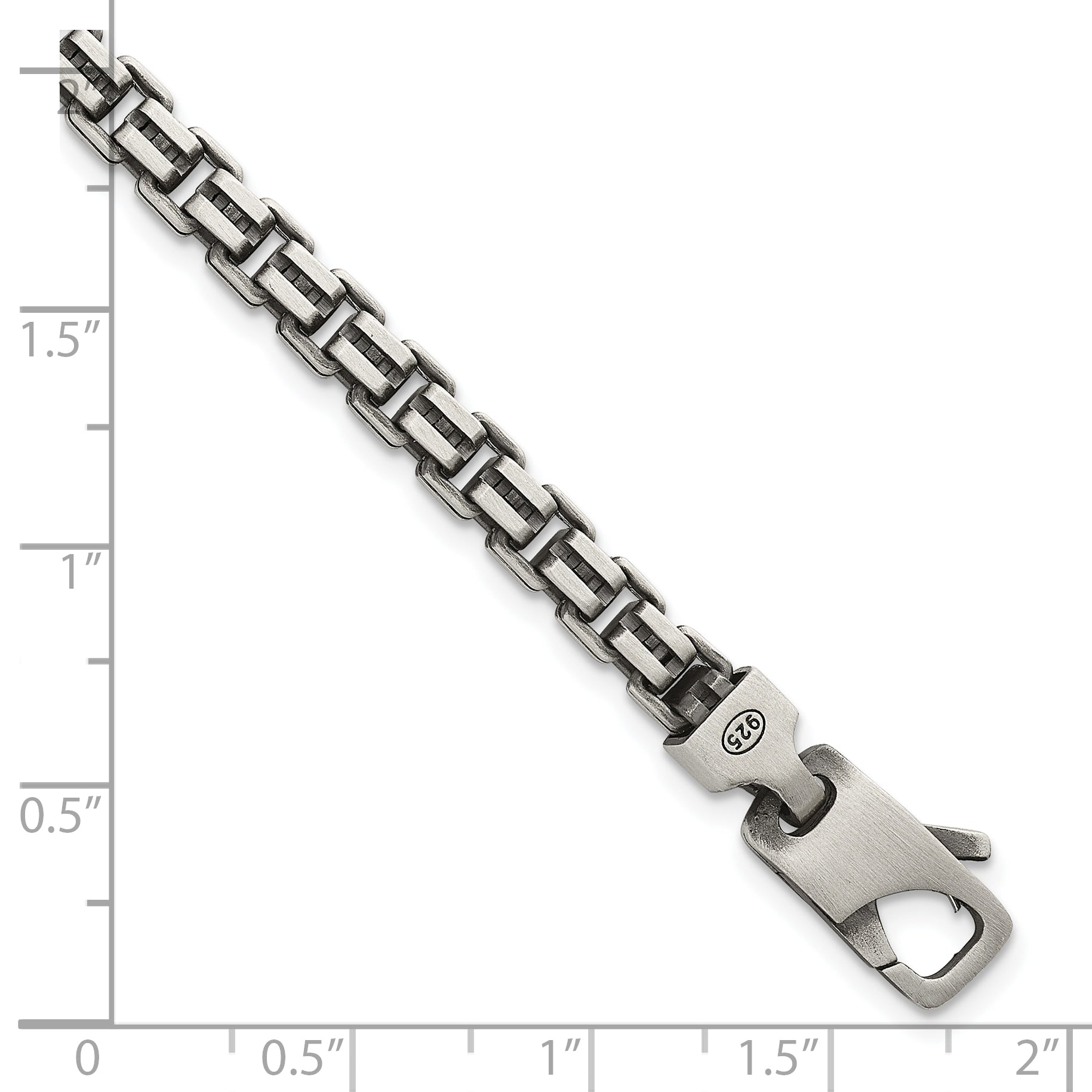 Sterling Silver Antiqued Brushed 5.00mm Fancy Box Link 7.75 inch Bracelet