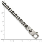 Sterling Silver Antiqued Brushed 5.00mm Fancy Box Link 7.75 inch Bracelet